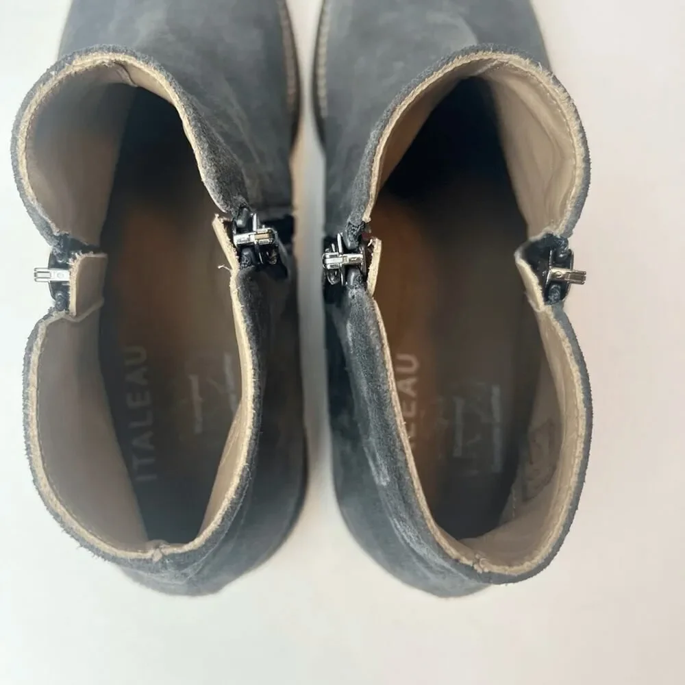 Italeau Waterproof Foliana Booties Suede Ankle Boots Gray Sz 5.5